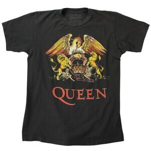 Queen Official Band T-Shirt Black Graphic Tee Medium Distressed Holes
